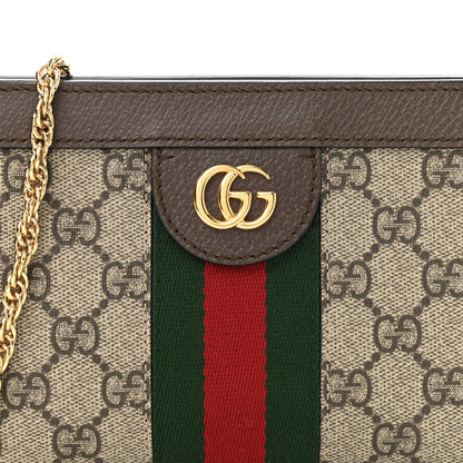 Gucci GG Supreme Monogram Textured Dollar Calfskin Web Mini Ophidia Chain Shoulder Bag Beige Ebony New Acero 8 of 10