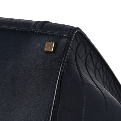 Celine Crocodile Embossed Calfskin Medium Phantom Luggage Navy Blue 10 of 11