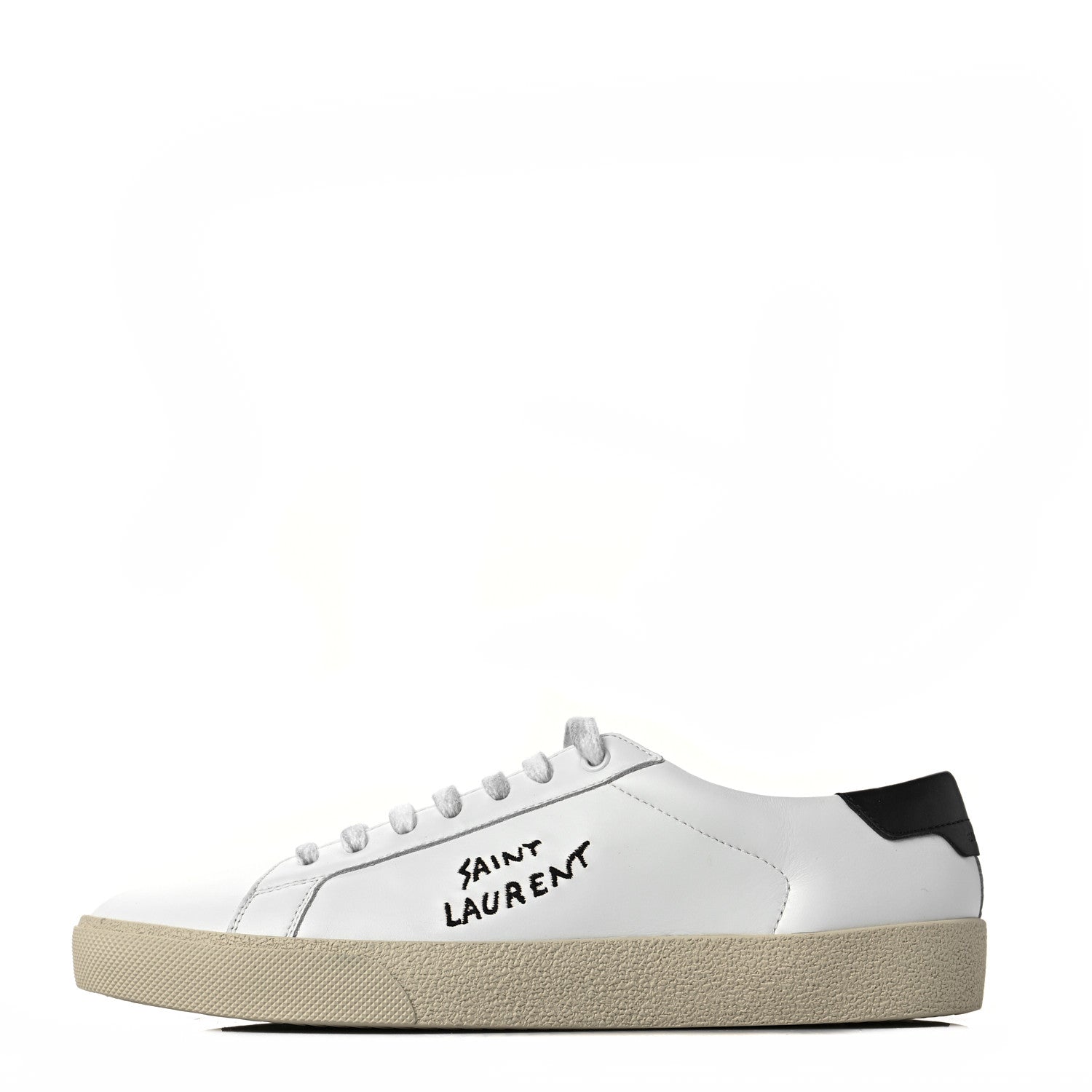 Saint Laurent Calfskin Embroidered Court Classic Sneakers 41 White Black 1 of 9