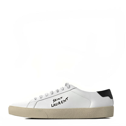 Saint Laurent Calfskin Embroidered Court Classic Sneakers 41 White Black 1 of 9