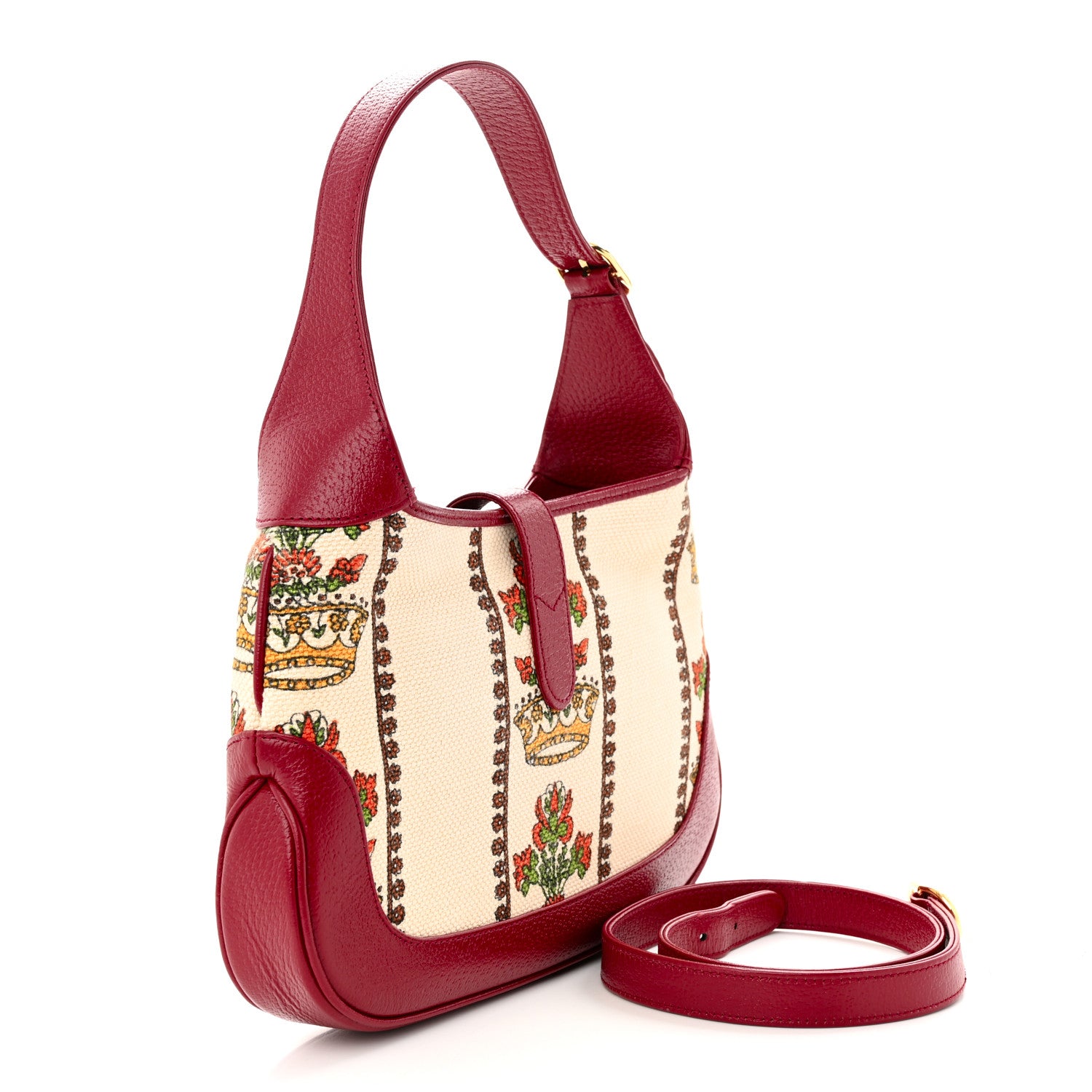 Gucci Canvas Calfskin 100 Centennial Music Small Jackie 1961 Hobo Ivory Red 3 of 10