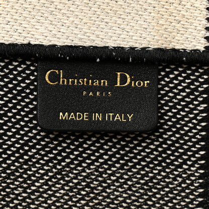 Christian Dior Canvas Embroidered Checkered Book Tote Black White 6 of 13