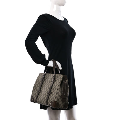 Gucci GG Supreme Monogram Textured Dollar Calfskin Small Detail Tote Beige Ebony New Acero 2 of 9