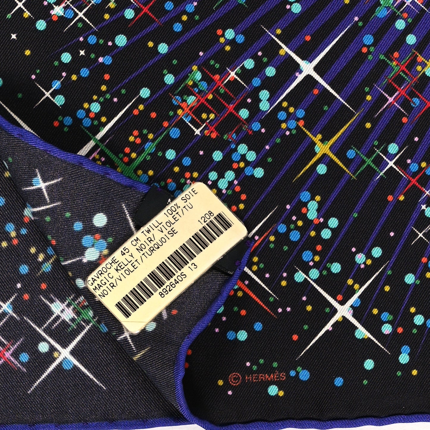 Silk Magic Kelly Scarf 45 Marine Violet Turquoise