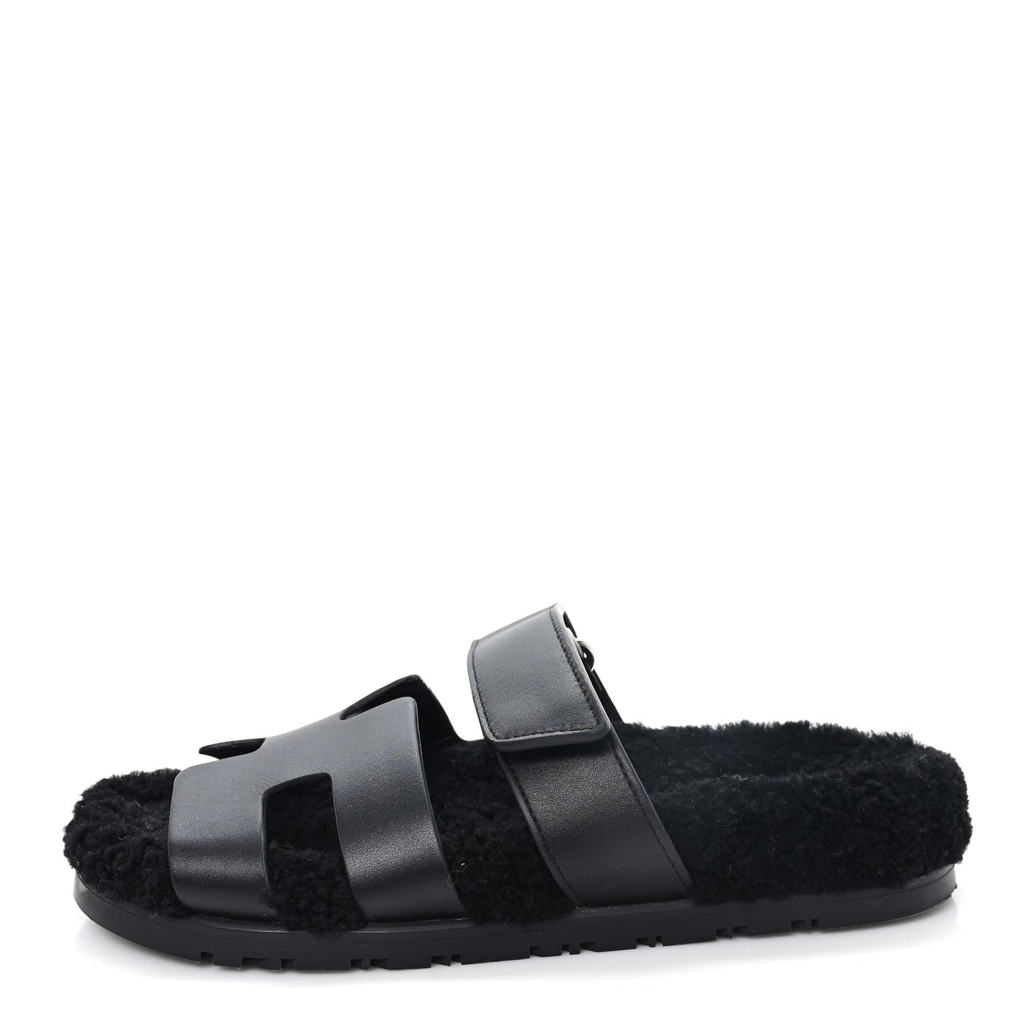 Calfskin Woolskin Womens Chypre Sandals 38 Black