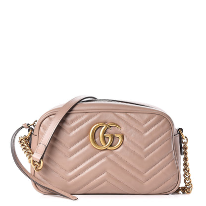 Gucci Calfskin Matelasse Small GG Marmont Chain Shoulder Bag Taupe 1 of 14