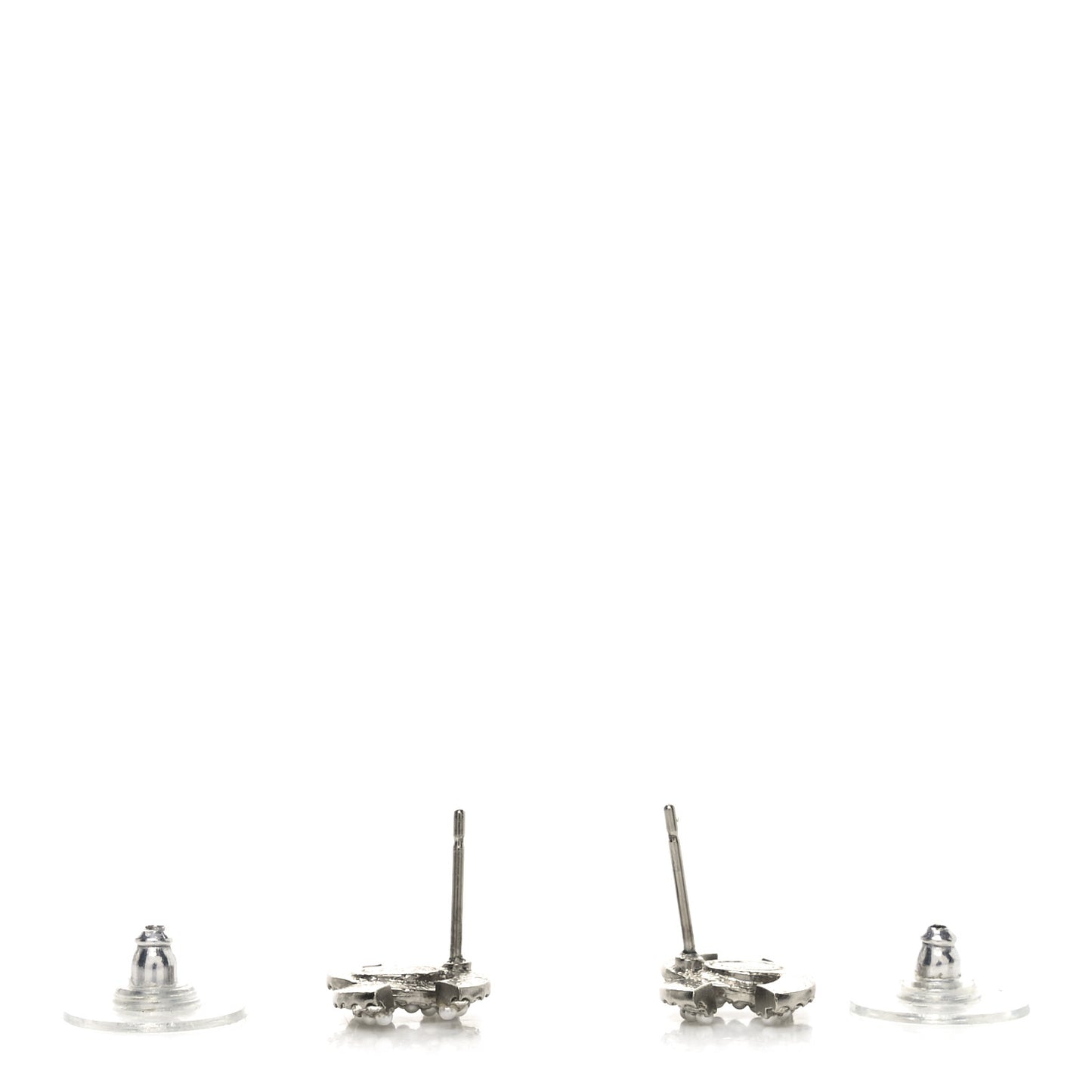 Crystal Pearl CC Earrings Silver