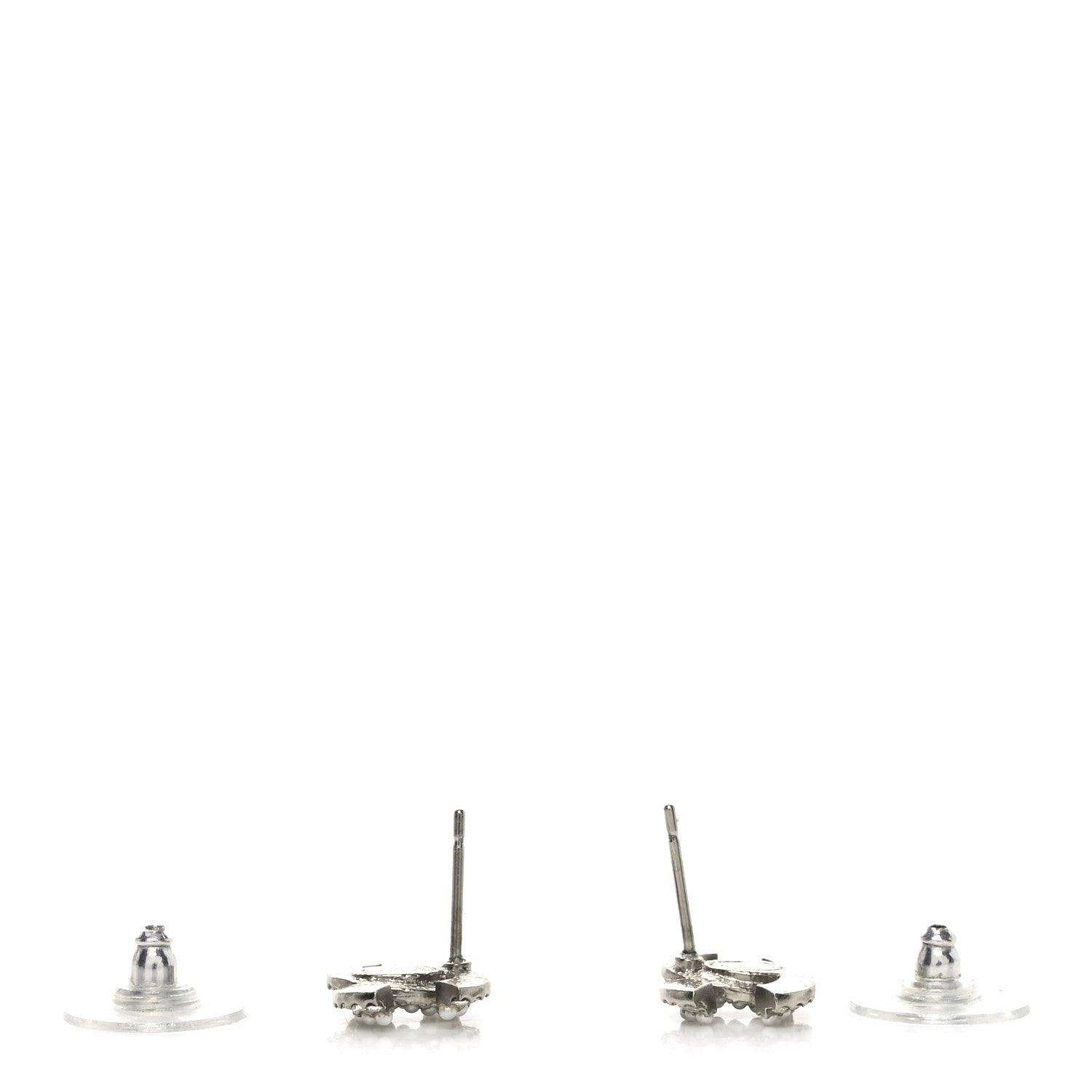 Chanel Crystal Pearl CC Earrings Silver 3 of 5
