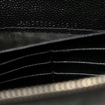 Saint Laurent Grain De Poudre Matelasse Chevron Monogram Envelope Chain Wallet Black 7 of 10