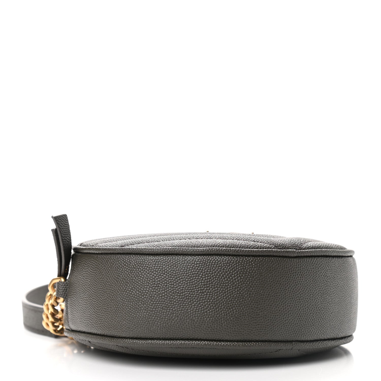Saint Laurent Grain De Poudre Matelasse Chevron Quilted Round Vinyle Camera Bag Pebble 3 of 7