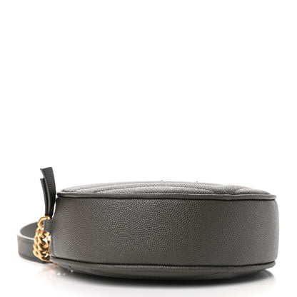 Saint Laurent Grain De Poudre Matelasse Chevron Quilted Round Vinyle Camera Bag Pebble 3 of 7