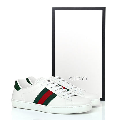 Gucci Calfskin Crocodile Web Mens Ace Sneakers 9 White Green 10 of 10