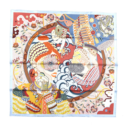 Hermes Silk Twill Duo Cosmique Scarf 90 Bleu Ciel Brique 1 of 7