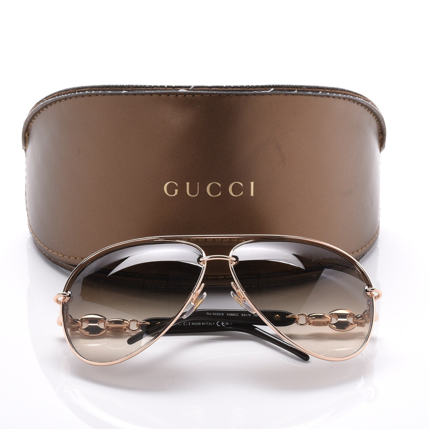Gucci Marina Chain Aviator Sunglasses GG 4225/S Gold Black 8 of 8