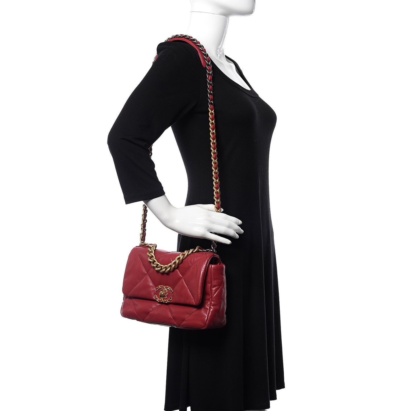 Lambskin Quilted Medium 19 Flap Dark Pink
