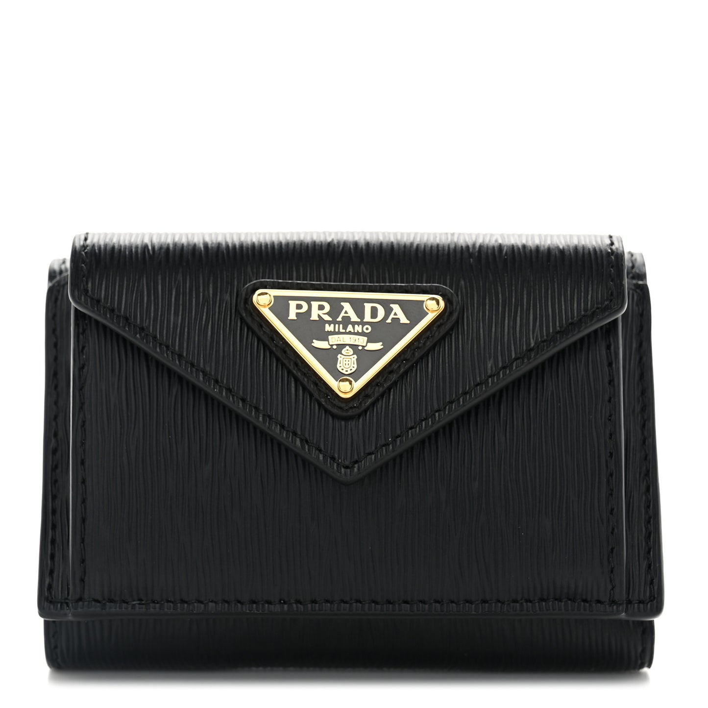 Vitello Move Metal Small Tri-Fold Wallet Black