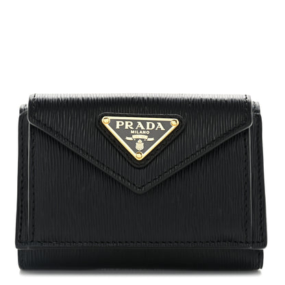 Prada Vitello Move Metal Small Tri-Fold Wallet Black 6 of 7