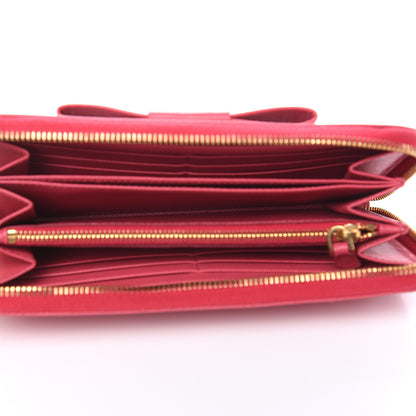 Prada Saffiano Fiocco Bow Zip Around Wallet Peonia 5 of 11