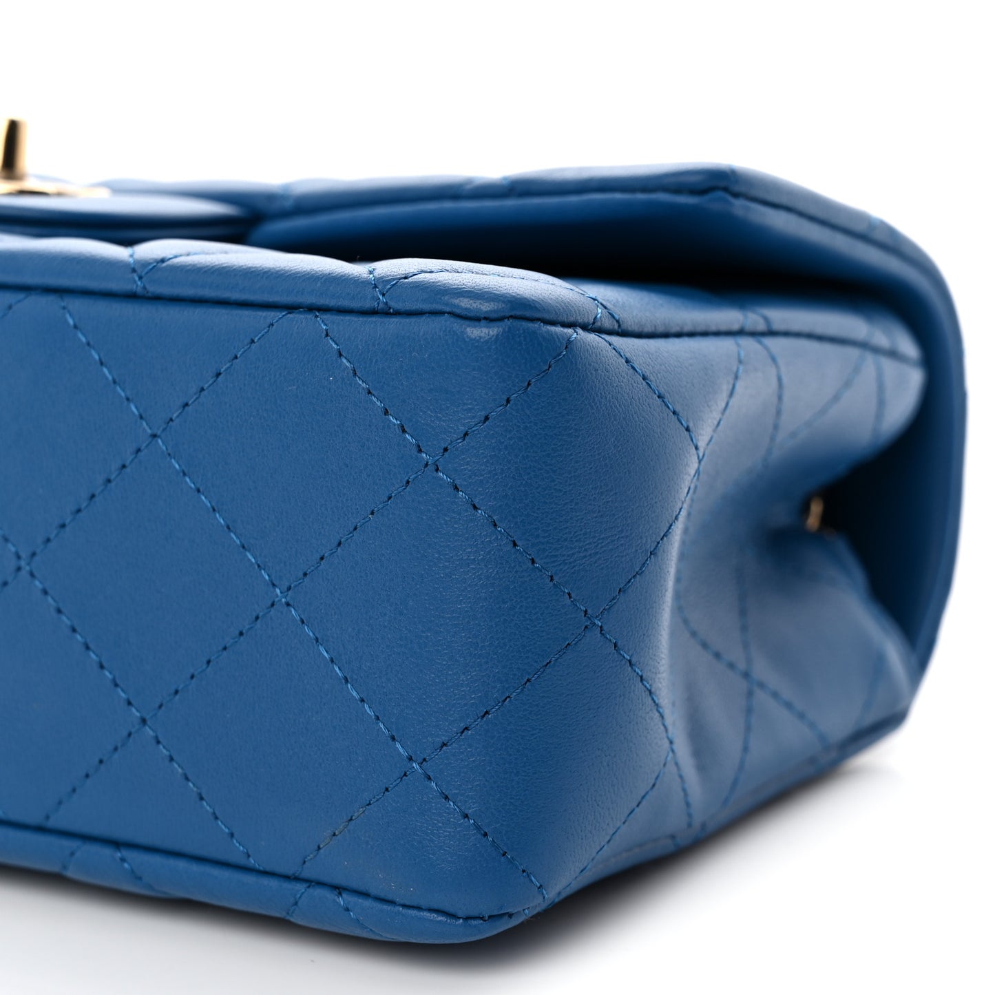Lambskin Quilted Mini Rectangular Flap Blue