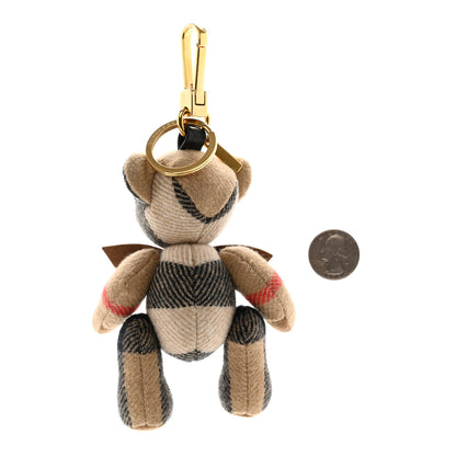 Burberry Cashmere Vintage Check Thomas Bear Bag Charm Camel 2 of 3