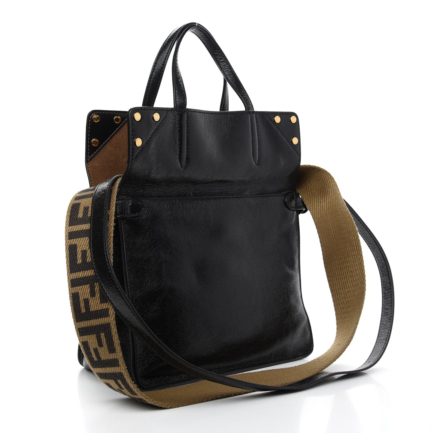 Agnello Old Shine Vitello Go Rain Small Flip Tote Black Marrone