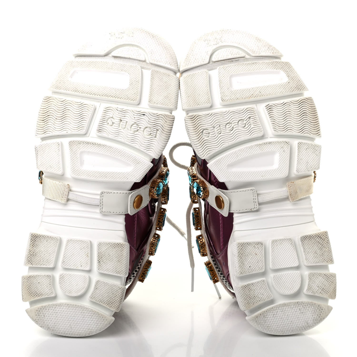 Gucci X SEGA Metallic Calfskin Mesh Removable Crystals Womens Flashtrek Sneakers 37 Rosa Great White Silver 5 of 6