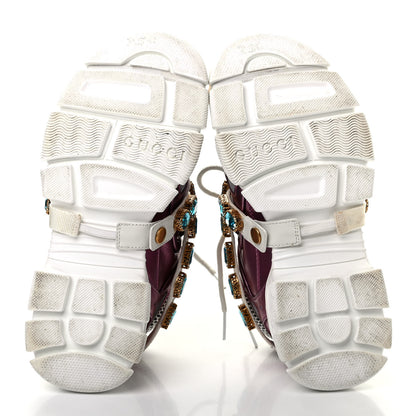 Gucci X SEGA Metallic Calfskin Mesh Removable Crystals Womens Flashtrek Sneakers 37 Rosa Great White Silver 5 of 6
