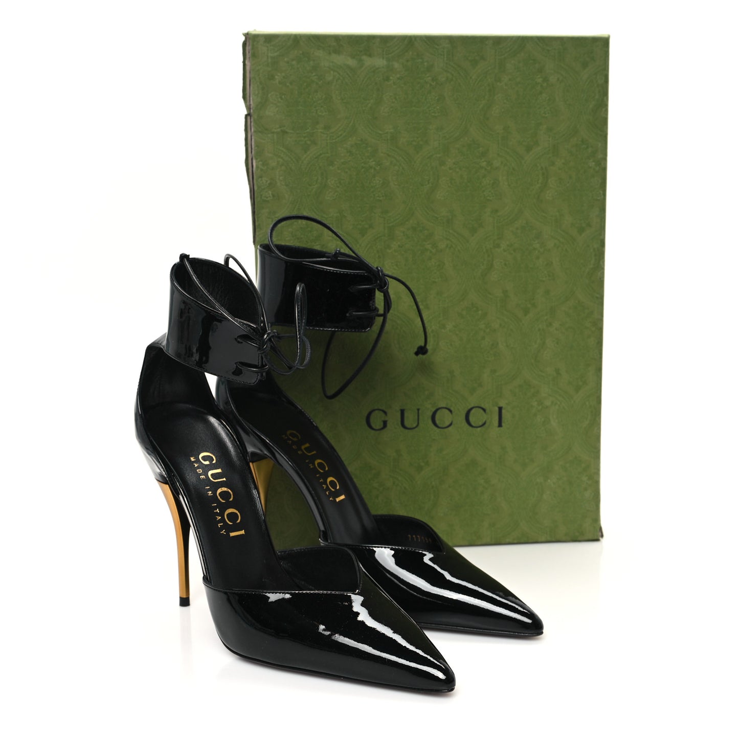 Vitello Vernice Soft Nappa Priscilla Ankle Cuff Pumps 41 Black