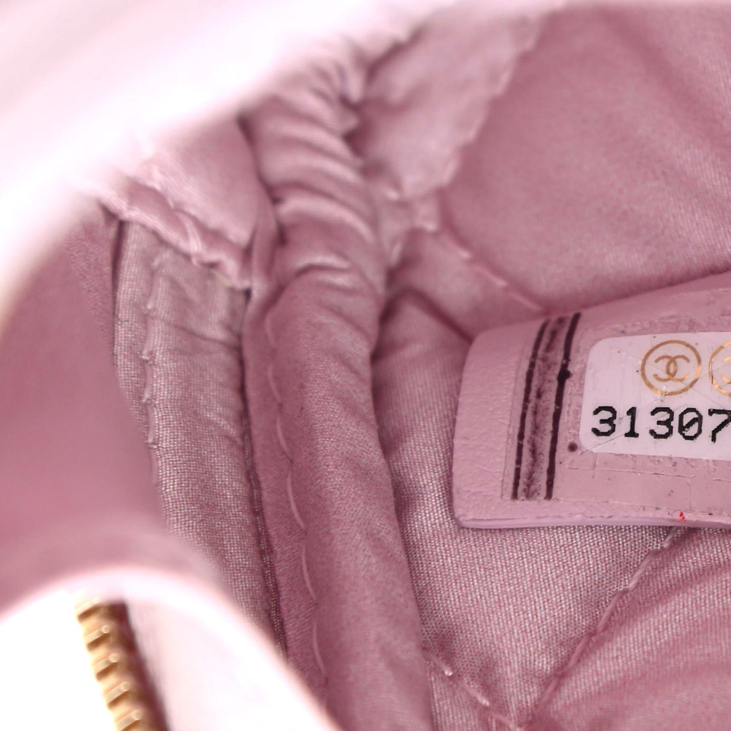 Caviar Quilted Small Curvy Pouch Cosmetic Case Light Pink