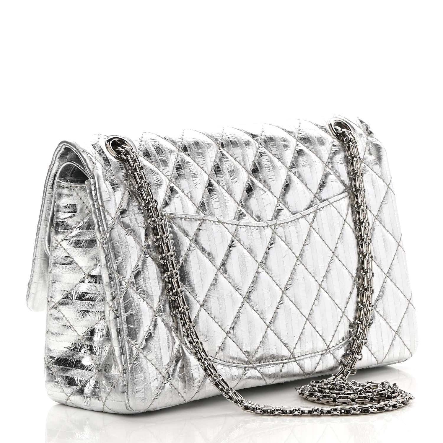 Chanel Metallic Striped Calfskin 2.55 Reissue 226 Flap Silver Silver 3 of 13