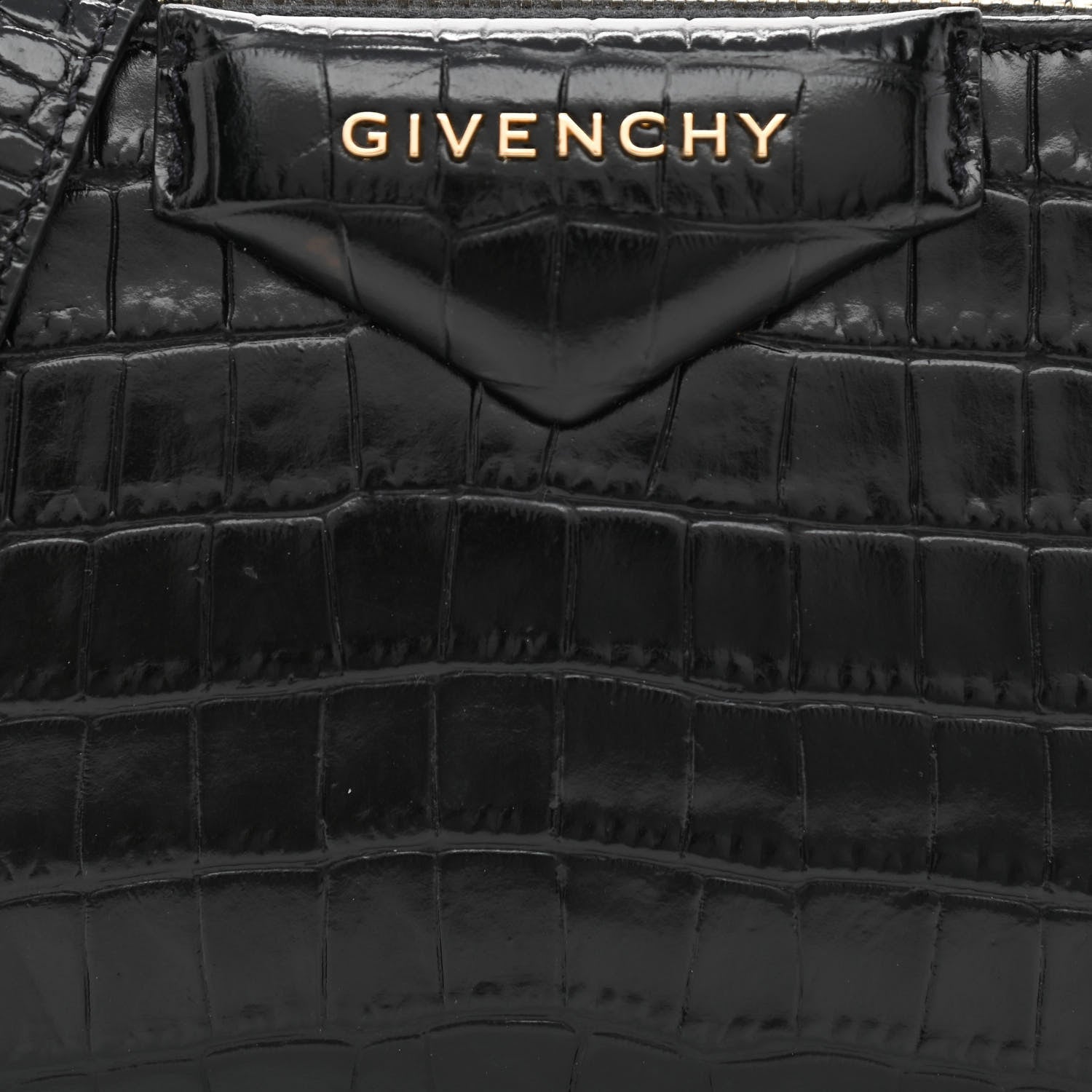 Givenchy Calfskin Crocodile Embossed Nano Antigona Black 7 of 9