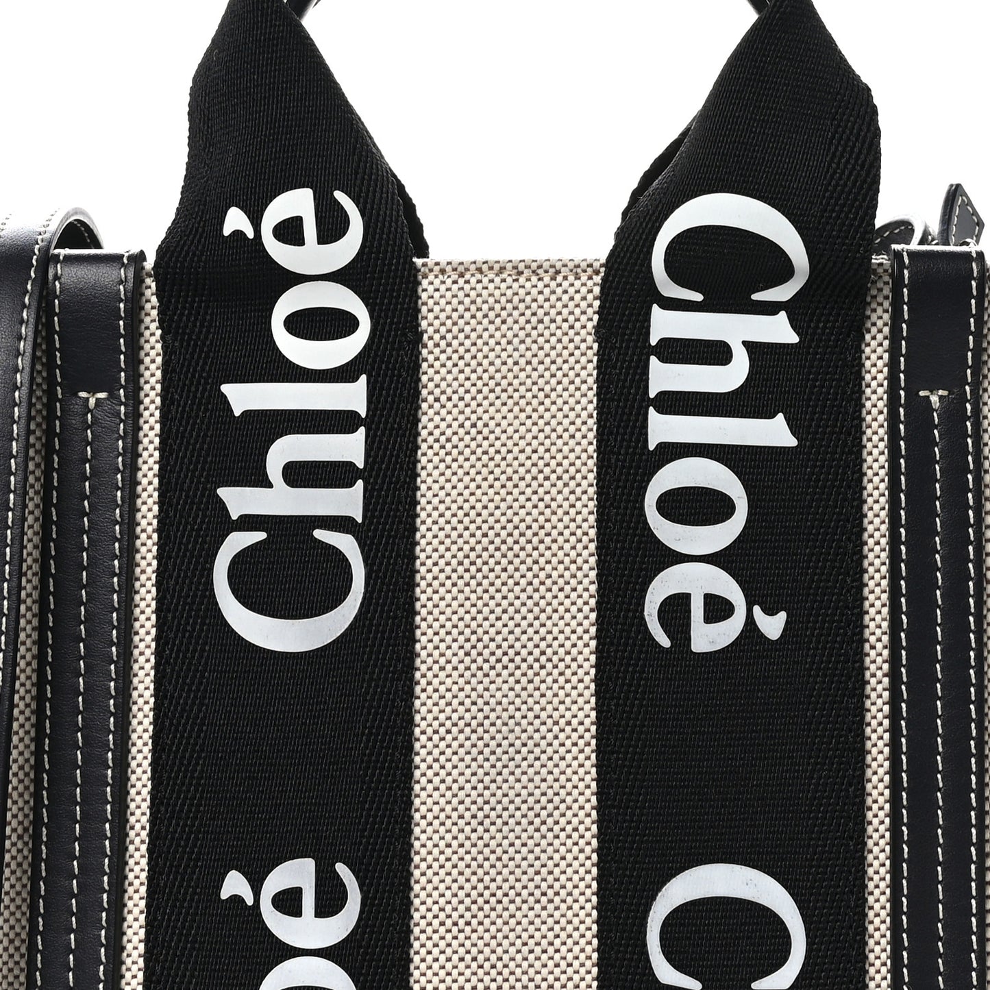 Cotton Calfskin Small Woody Ribbon Tote With Strap Black Blue