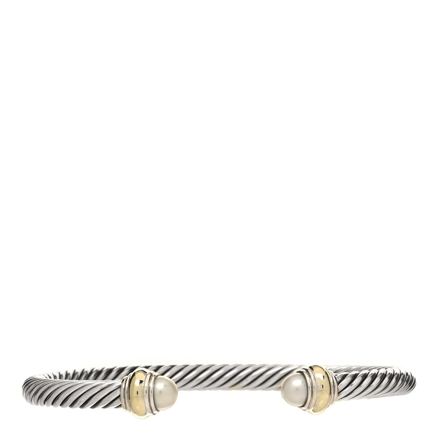 Sterling Silver 14K Yellow Gold Pearl 5mm Cable Classics Bracelet
