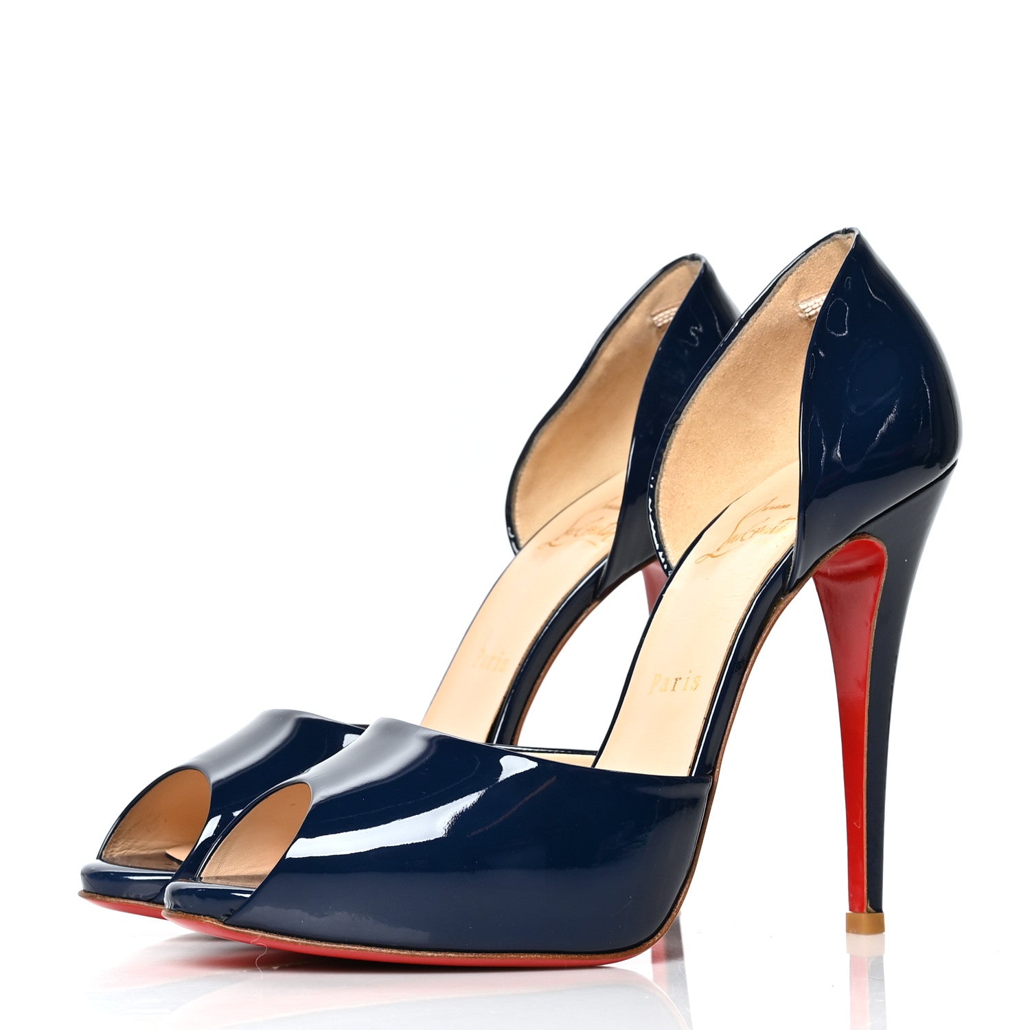 Christian Louboutin Patent Madame Claude 120 Peep Toe Pumps 40 Blue 3 of 7