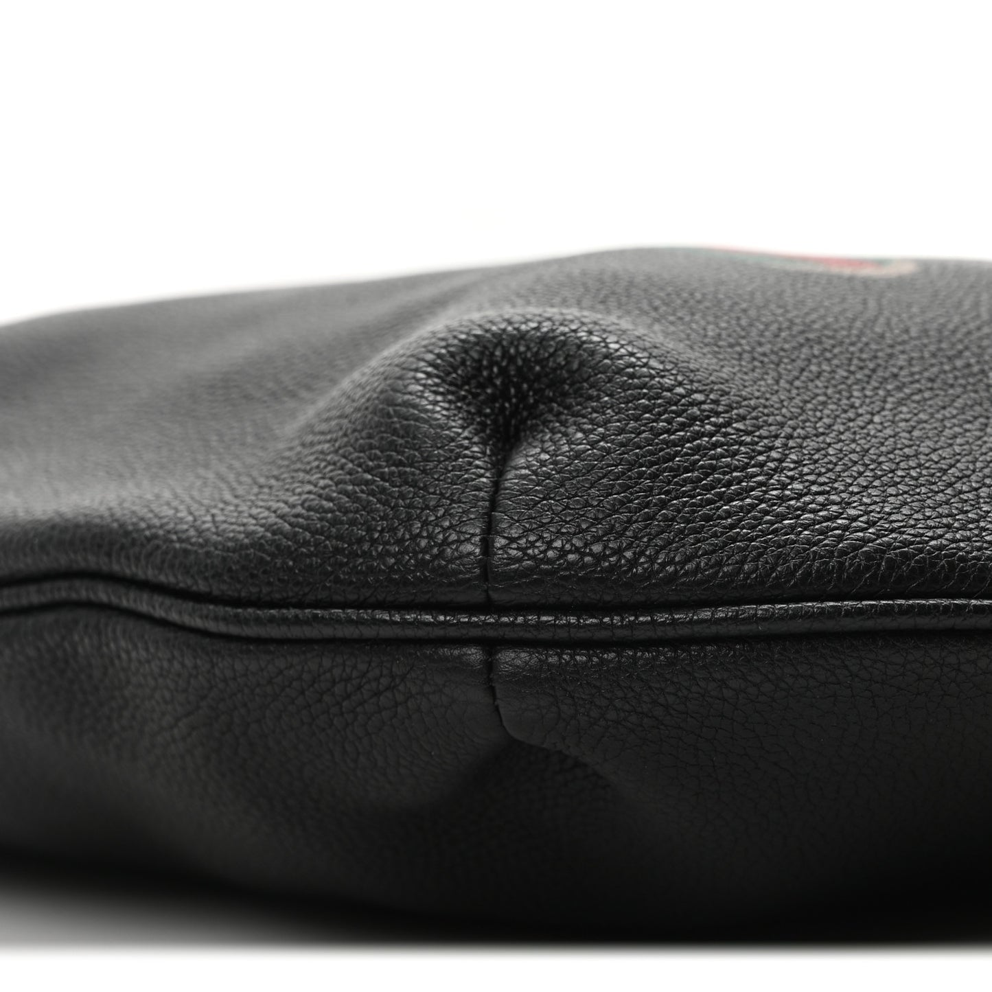 Grained Calfskin Logo Half Moon Hobo Black