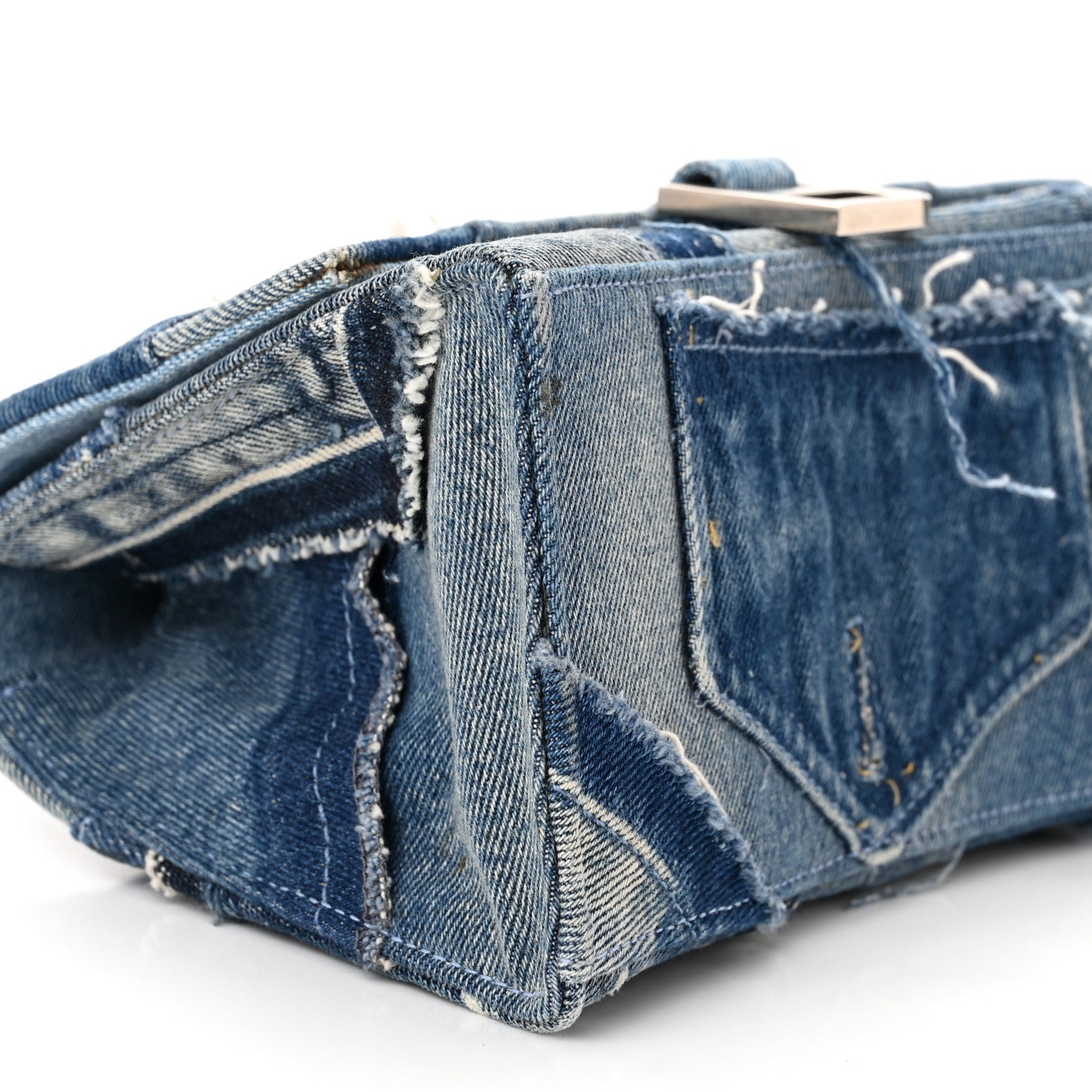 Balenciaga Denim Patchwork Small Hourglass Top Handle Bag Washed Blue 8 of 9