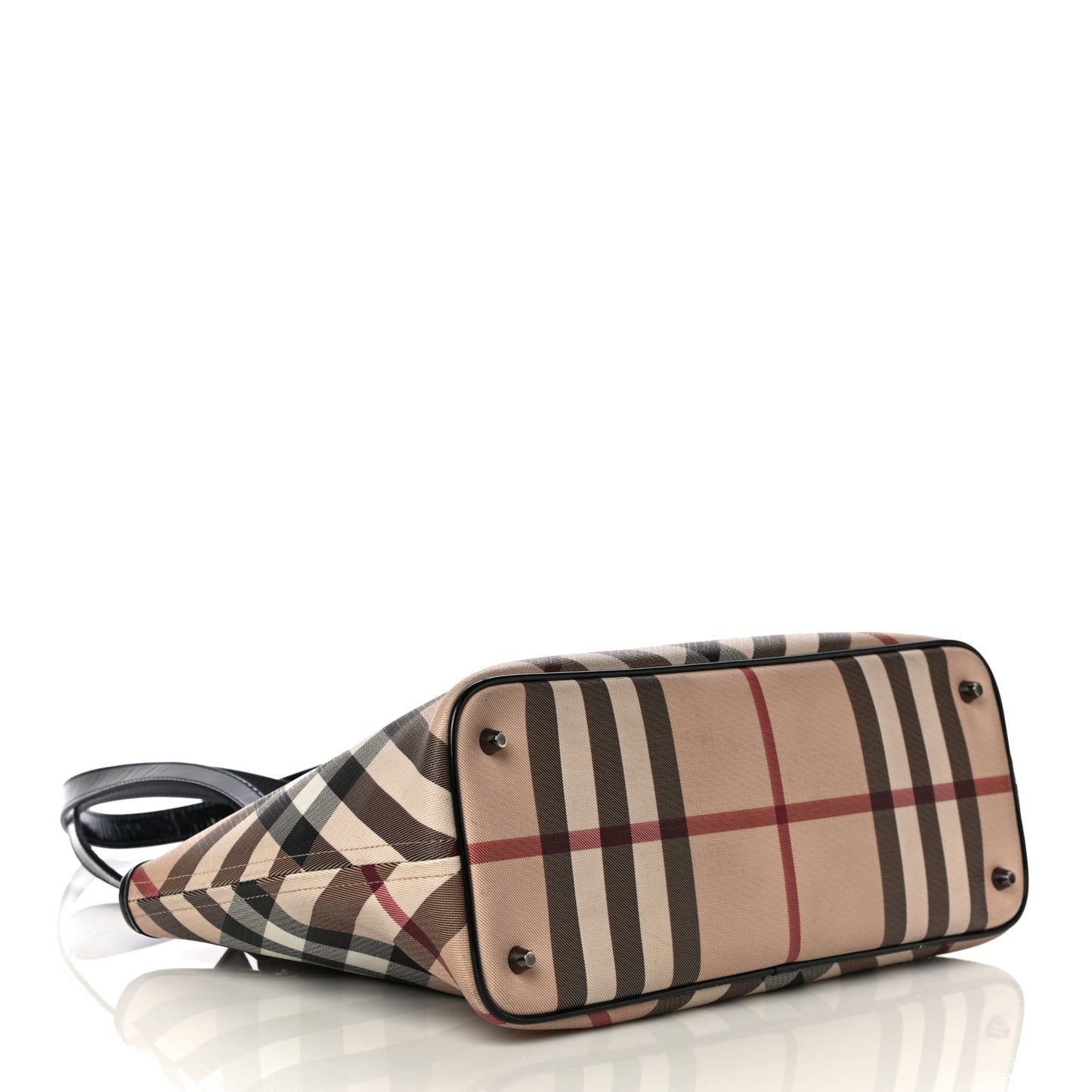 Nova Check Patent Trim Shopper Tote Black