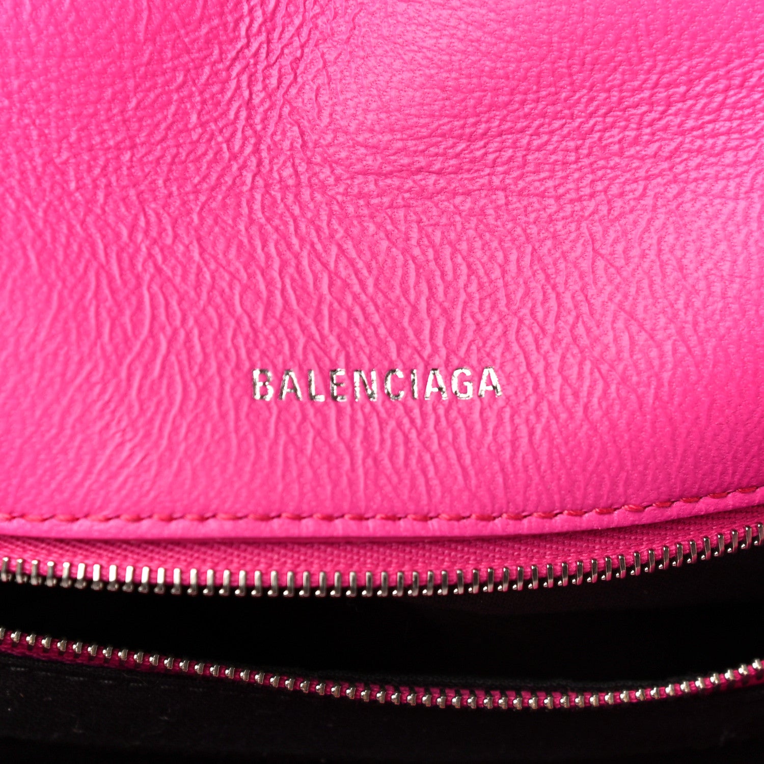 Balenciaga Nappa Calfskin Quilted Touch B Puffy Clutch Fuchsia 6 of 15