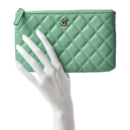 Chanel Caviar Quilted Cosmetic Case Green 2 of 8