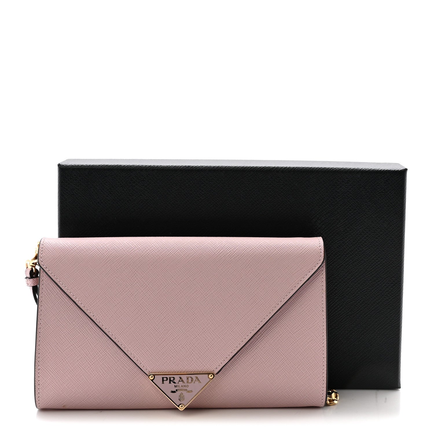 Prada Saffiano Metal Envelope Clutch Pink 10 of 10
