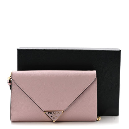 Prada Saffiano Metal Envelope Clutch Pink 10 of 10