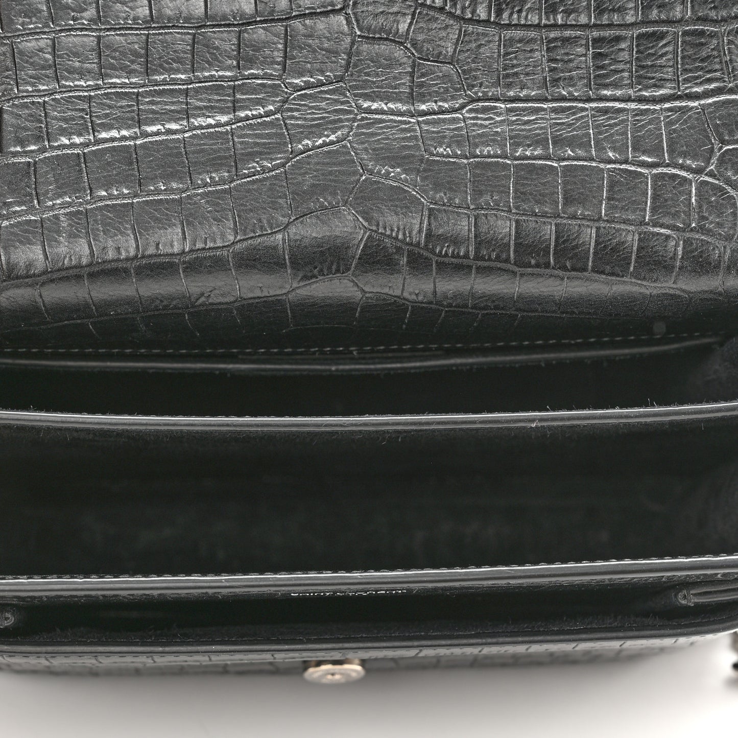 Calfskin Crocodile Embossed Medium Monogram Sunset Black
