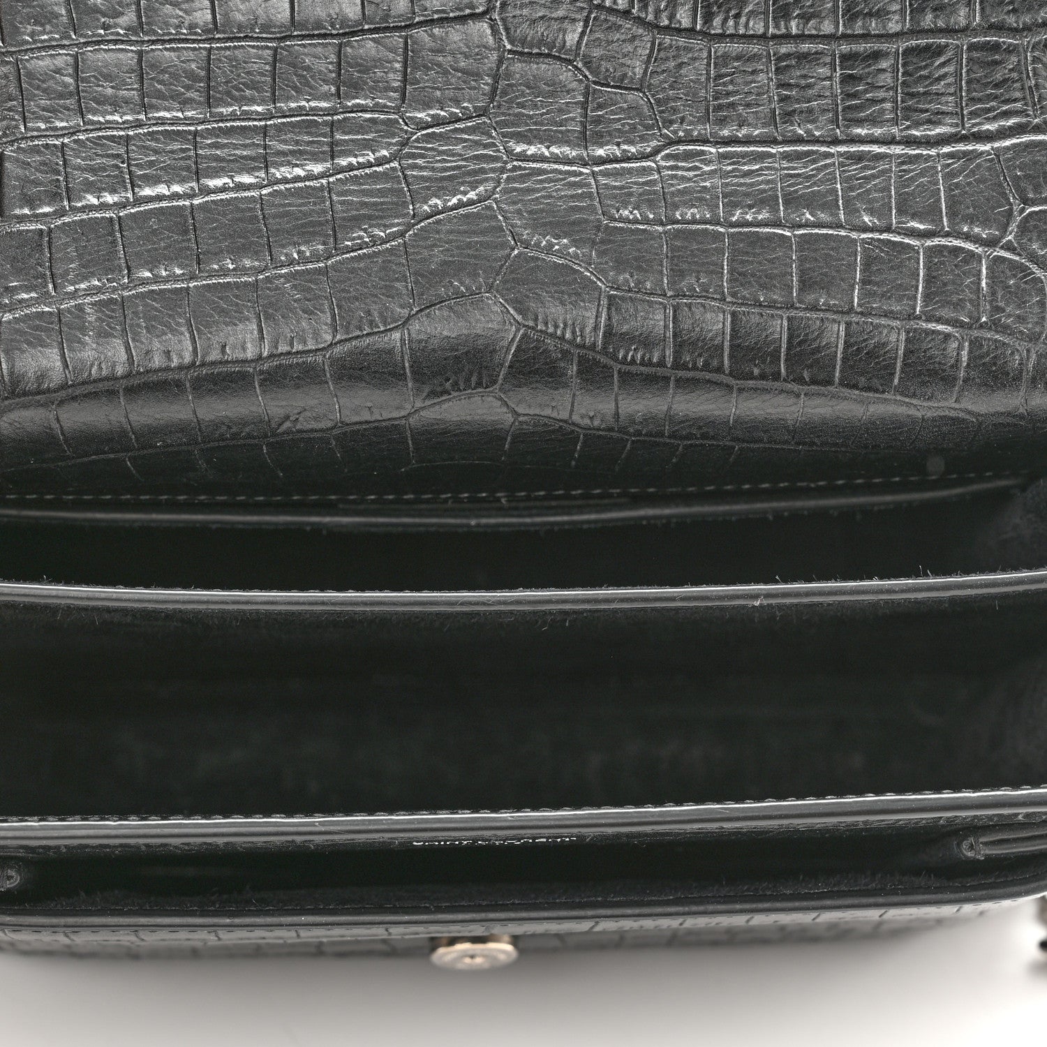 Saint Laurent Calfskin Crocodile Embossed Medium Monogram Sunset Black 5 of 13