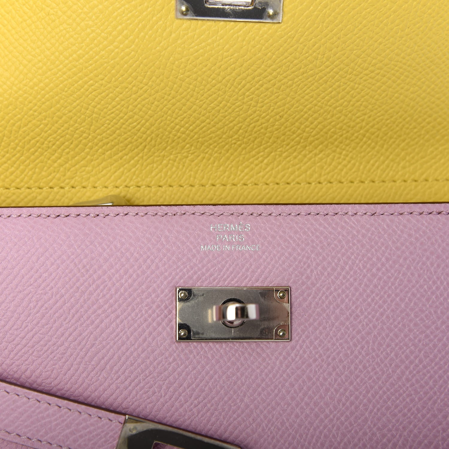 Hermes Epsom Medium Kelly Wallet Mauve Sylvestre Jaune de Naples 6 of 8