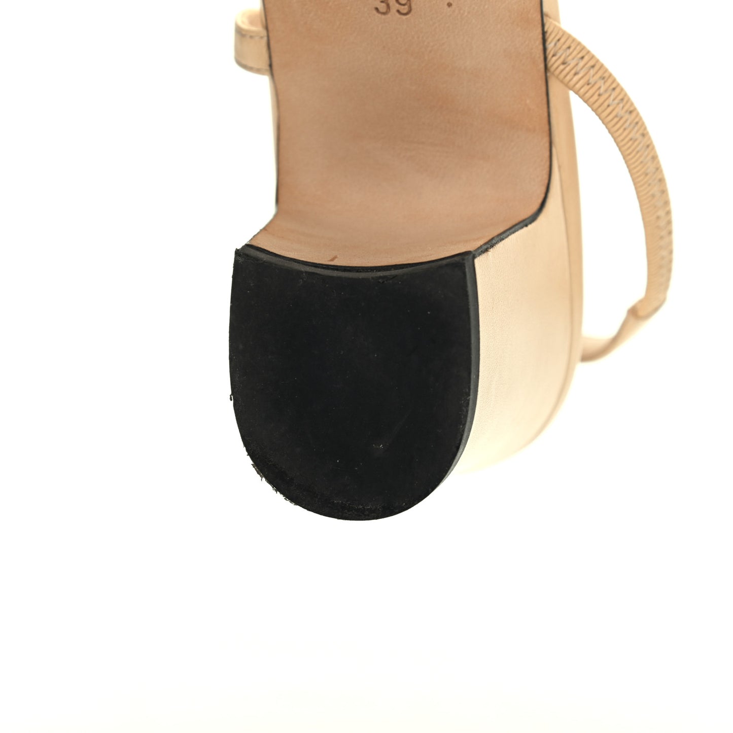 Goatskin Grosgrain Cap Toe CC Slingback Pumps 39 Beige Black