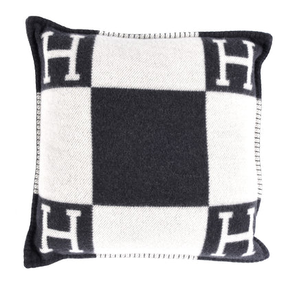 Hermes Wool Cashmere Avalon Pillow PM Ecru Gris Fonce 1 of 3