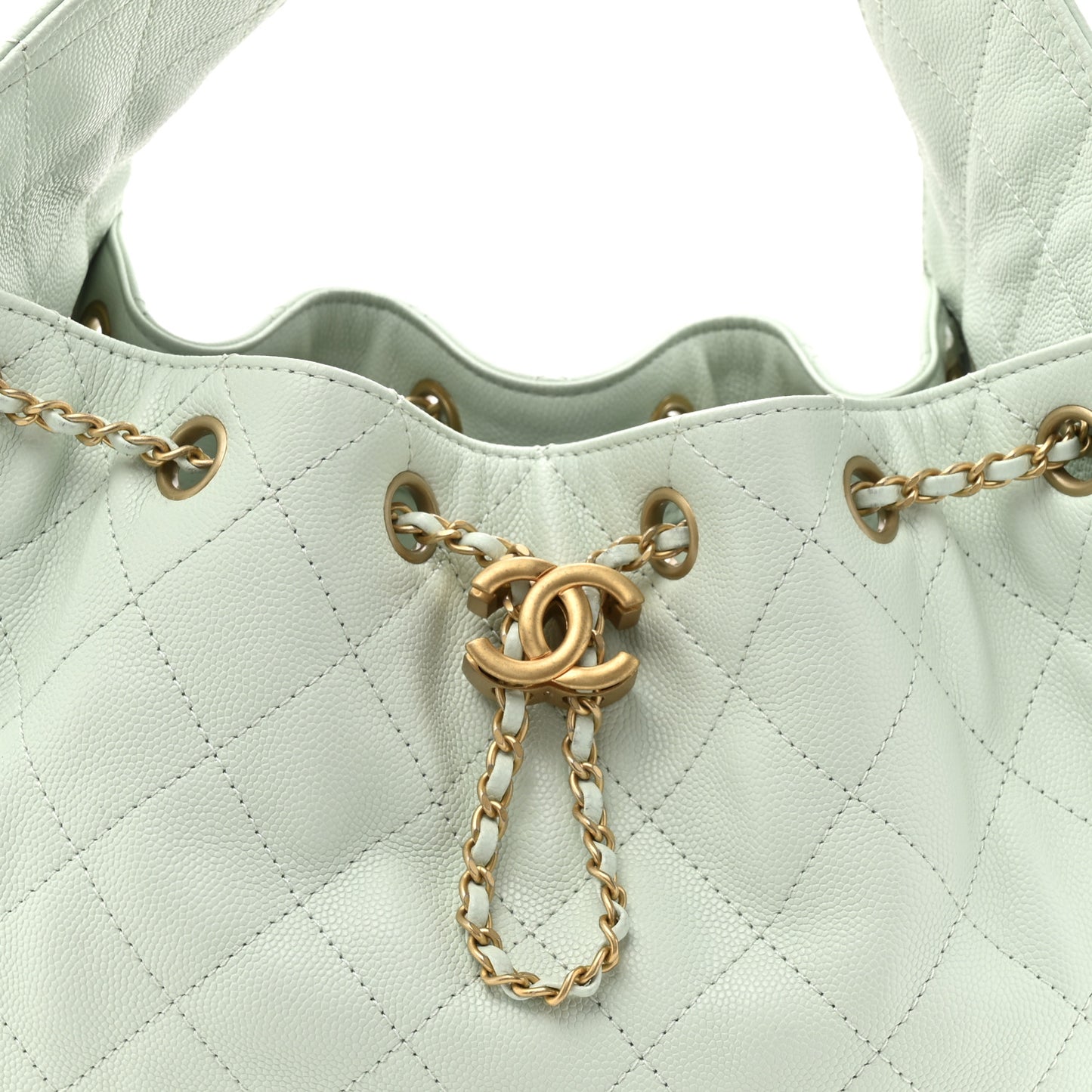 Caviar Quilted Small Chanel 25 Handbag Light Green