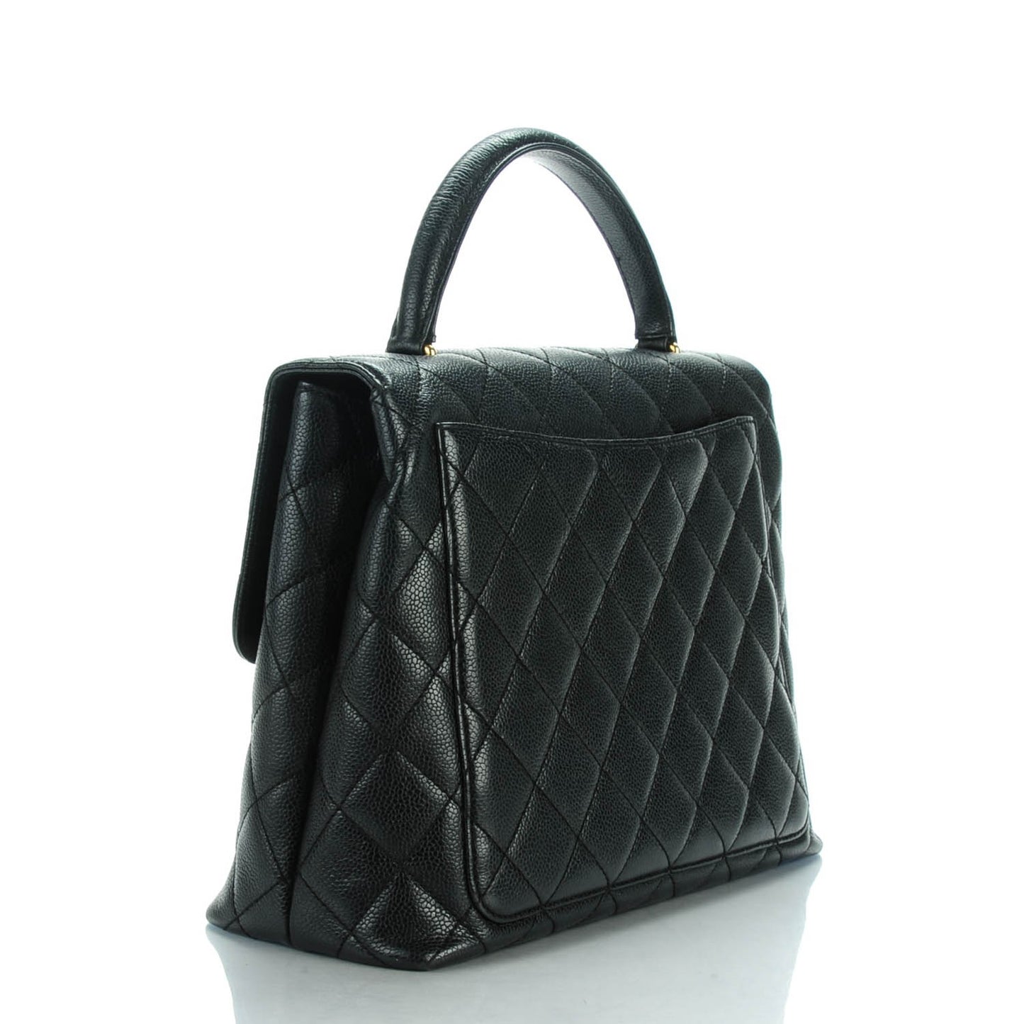 Caviar Quilted Jumbo Kelly Flap Black