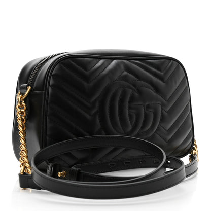 Gucci Calfskin Matelasse Small GG Marmont Chain Shoulder Bag Black 3 of 10