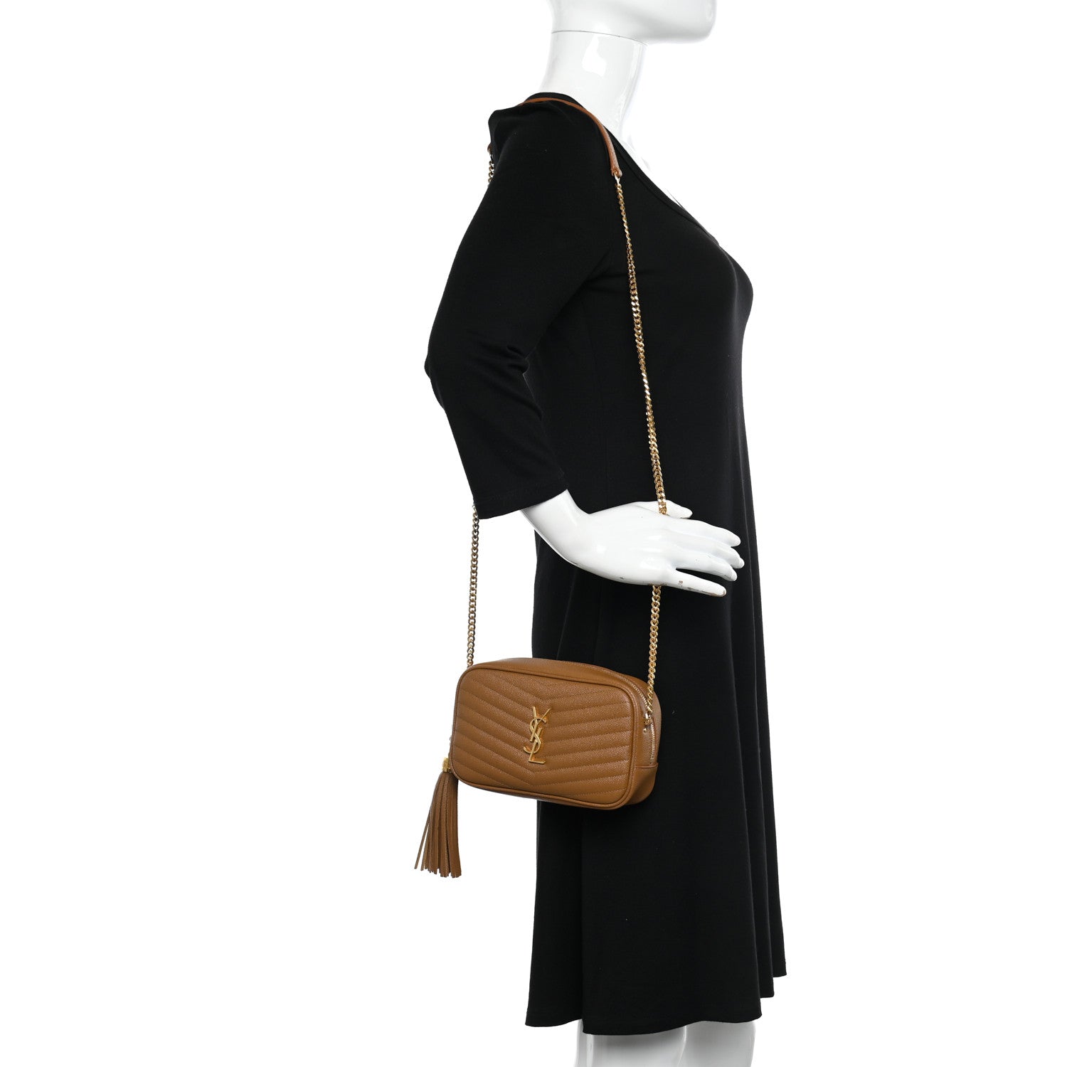 Saint Laurent Grain De Poudre Matelasse Monogram Mini Lou Camera Bag Dark Natural 2 of 10